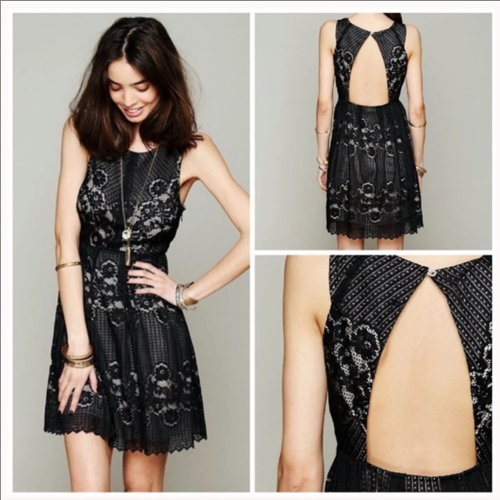Free People Black Rocco Lace Dress